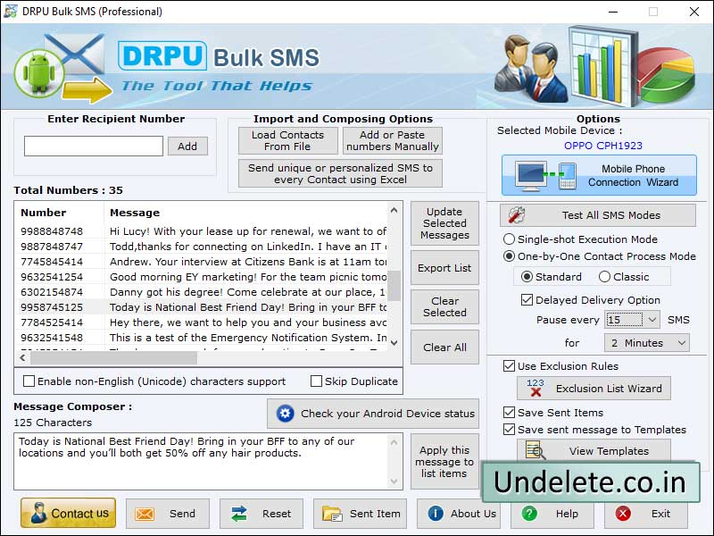 Bulk SMS Broadcasting Software screen shot