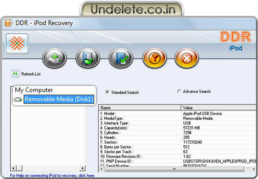 iPod Files Recovery Software Screenshot