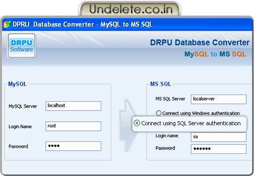 MySQL to MSSQL Database Conversion Software Screenshot