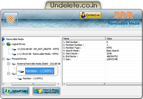 Removable Media Files Recovery Software Screenshot