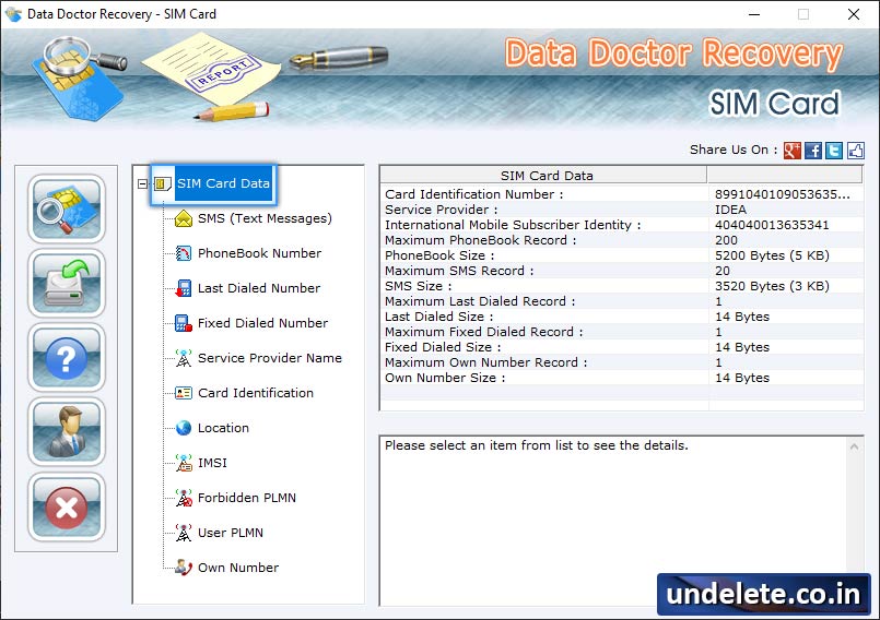 Select Sim Card Data