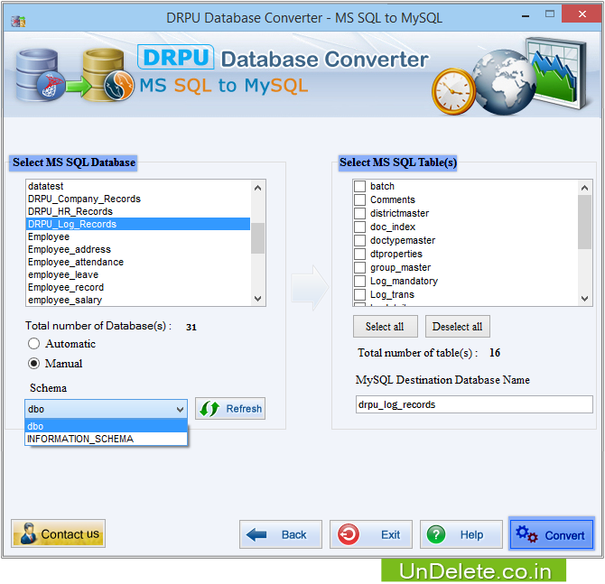 MS SQL to MySQL Database Converter