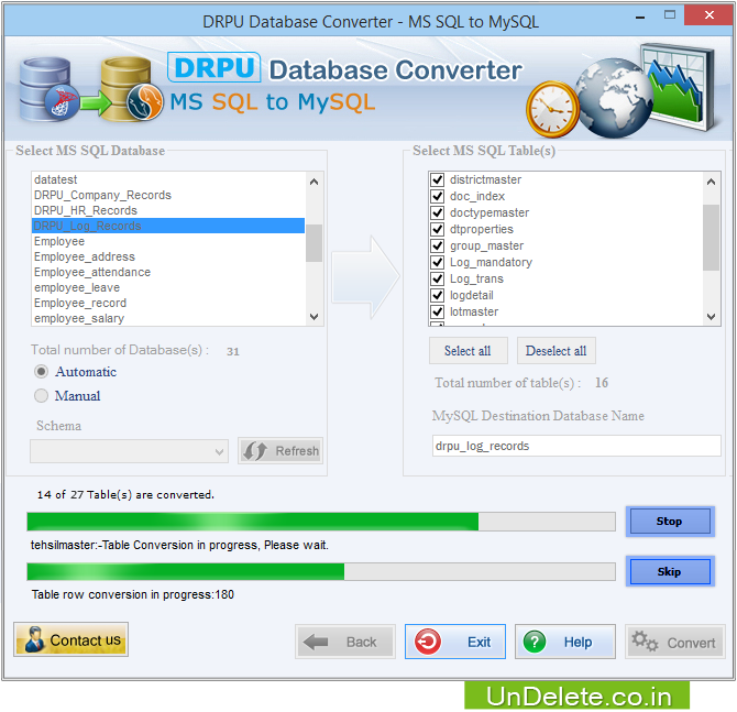 MS SQL to MySQL Database Converter