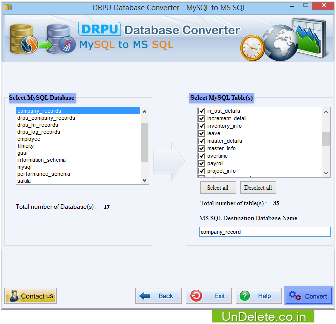 MySQL to MS SQL Database Converter