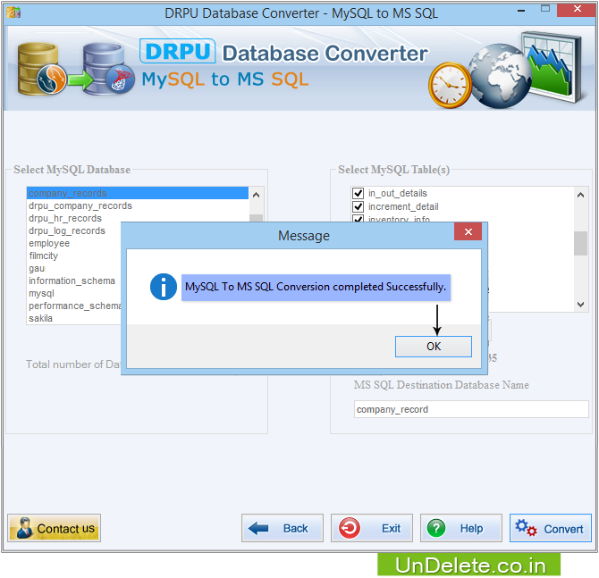 MySQL to MS SQL Database Converter