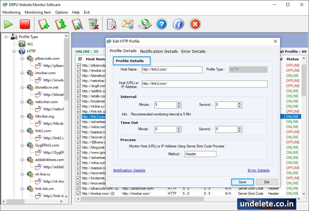 Website Monitoring Utility Screenshots