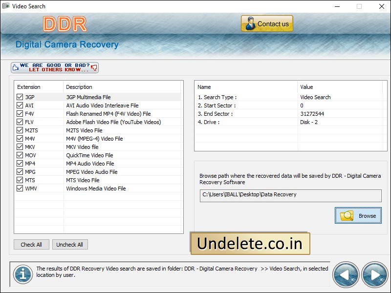Screenshot of Undelete Camera Files
