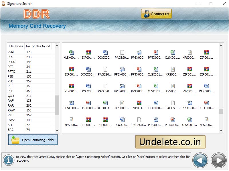 Screenshot of Memory Card File Recovery Program 6.3.3.2