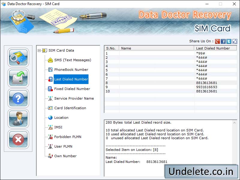 SIM Card Data Undelete Software screenshot